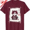 Harajuku Samurai Japanese Art Sumie Novelty Kawaii Funny Cat Unisex TShirt Lovely Printed Tshirt Tops Regular Short Sleeve