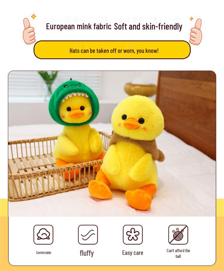 Cuddly Yellow Duck Doll Plush Toy and Pillow