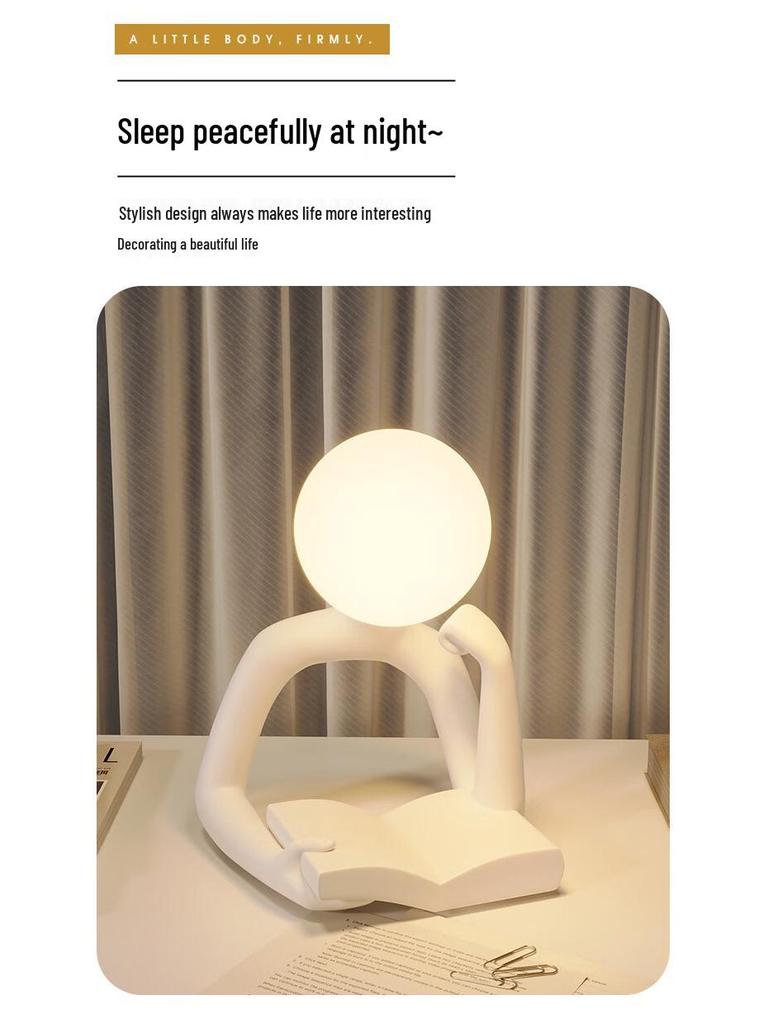 Lampă Figurină Minimalistă Wow House din Rășină - Lampă de Noapte cu Design Abstract pentru Dormitor sau Birou