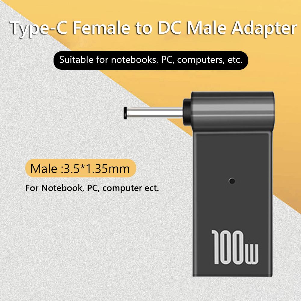 PD 100W PC Power Charger Supply Adapter Connector Female Type-C To DC Male Jack Plug Converter For Dell/HP/ASUS Laptops