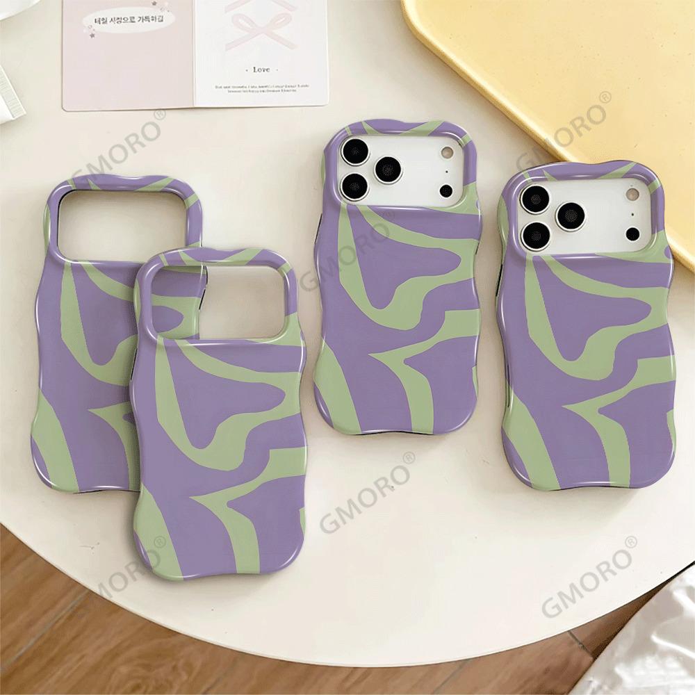 TK Station Hot-selling Creative Contrasting Color Wavy Pattern Apple 17Pro 2-in-1 Film iPhone16 Anti-drop Mobile Phone Case