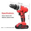 Haushalts-Multifunktions-21-V-Bohrmaschine, 3 Arbeitsmodi, 2 Geschwindigkeitsregelung, stufenlose Geschwindigkeit