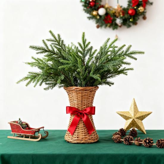 Umělé borové větve Realistické stonky borovice norfolkské Faux zelené listoví Větvičky borového jehličí pro DIY vánoční věnce Váza Vnitřní Venkovní dekorace