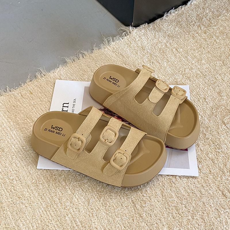 Thick-bottomed Open-toed Cool Slippers for Women's 2025 Summer New Retro Versatile Outer Wear One-pedal Casual Slippers