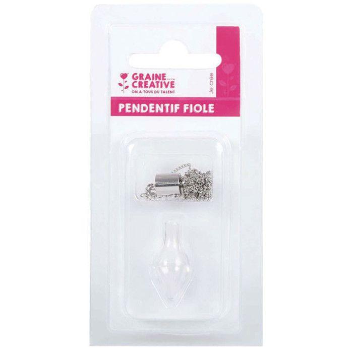 Pendentif - Argent - Fiole en verre - 3 cm - Goutte - Mixte