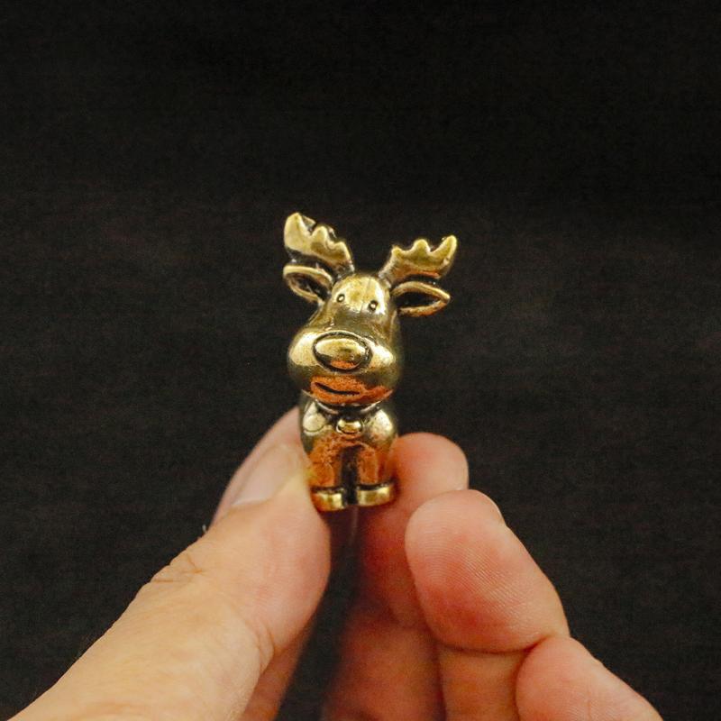 

Фигурка лося из латуни ручной работы Металлические медные украшения с детализацией рогов Рождественский декор лося Украшения для дома и стола Элегантный подарок