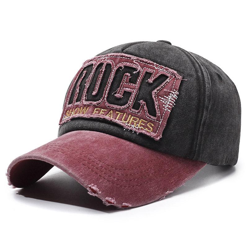 Vintage Distressed Cotton Baseball Cap with Ripped Edges, Sun Protection, and American Letter Design