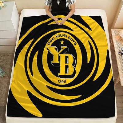 1 szt. Koc flanelowy z nadrukiem BVB, Wysokiej jakości, Na wszystkie pory roku, Wystrój domu, Ciepło i komfort, Idealny na prezenty świąteczne