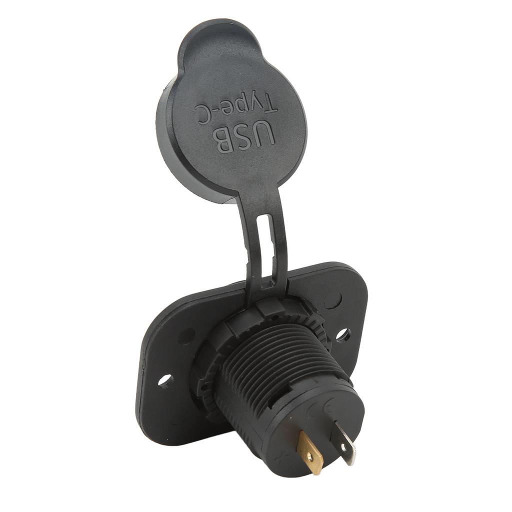 Dual Port Type C Car Charger with Waterproof Cover QC 3.0 PD 18W Universal for RV Boat SUV Sedan Mot