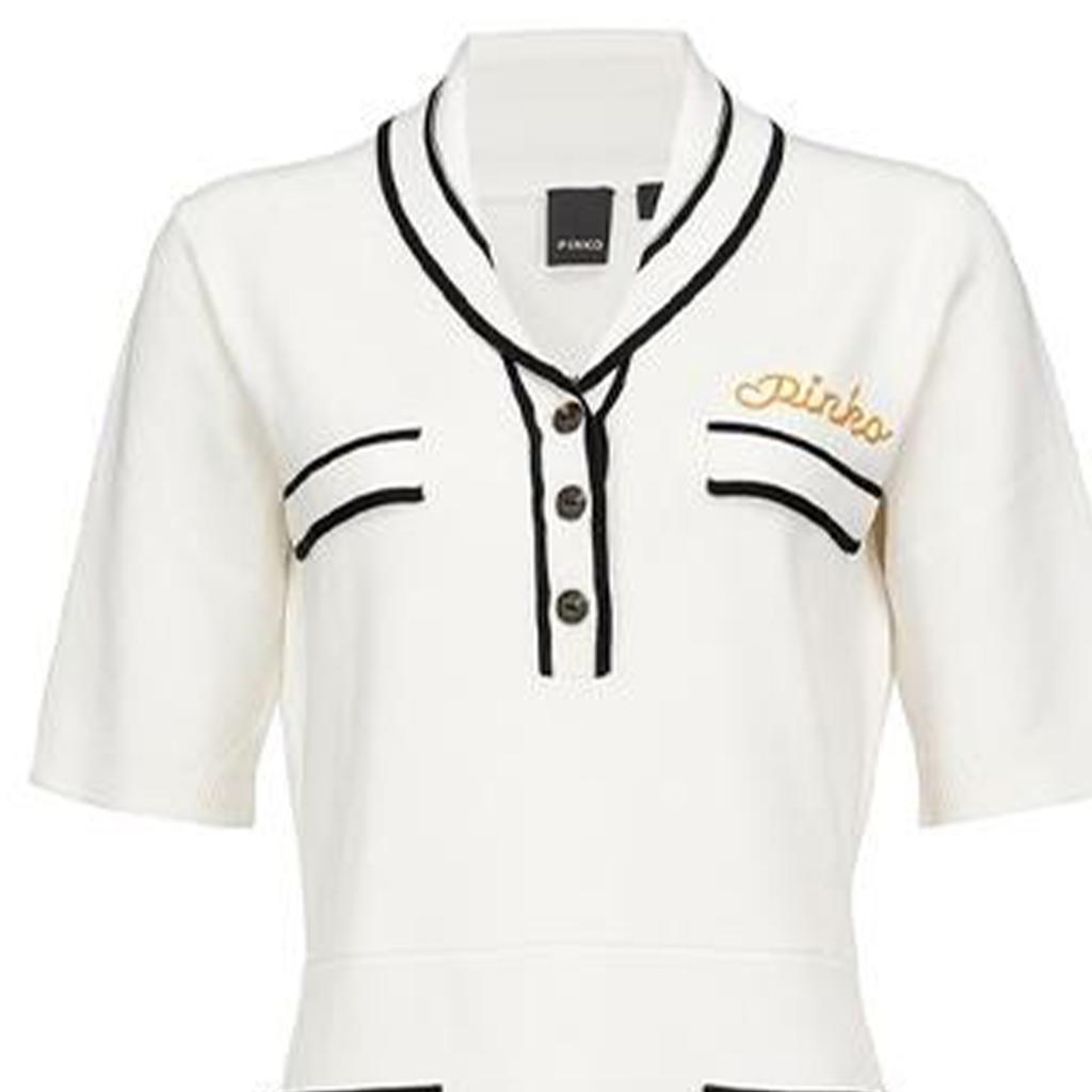 PINKO Nautical Style Fashion Printed Short Sleeve Dress Women dresses White 1G17N0Y81X-C03