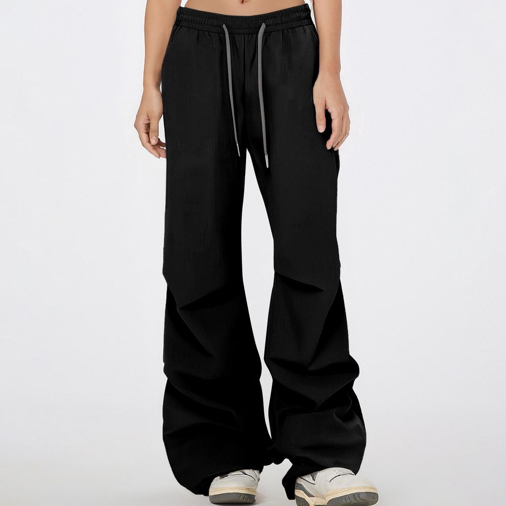 Damen Neue Eisseide Schnelltrocknende Fallschirmjägerhose, Weitbeinige Hose, Einfarbige Freizeithose