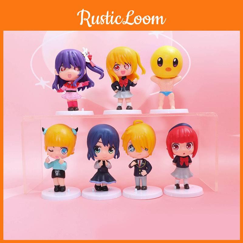 Adorable Anime Figure Set Featuring 7 Charming Oshi No Ko Characters In Vibrant Colors