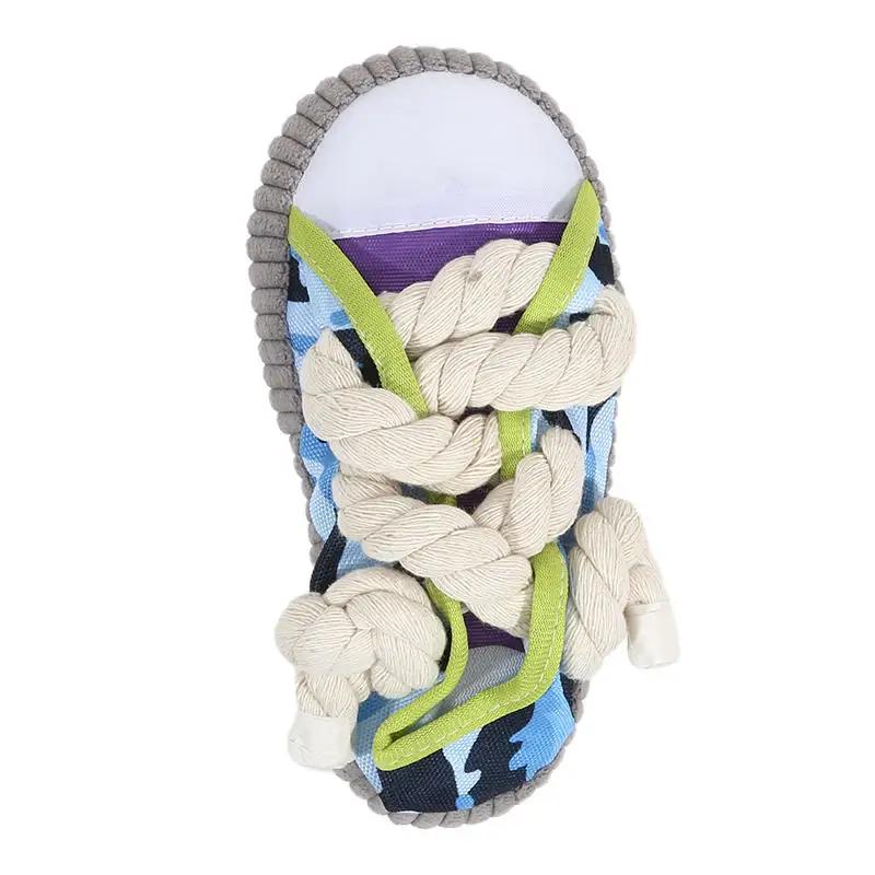 

Squeaky Slipper-Shaped Dog Chew Toy with Cotton Rope, Durable Bite-Resistant Puppy Teething Toy XS