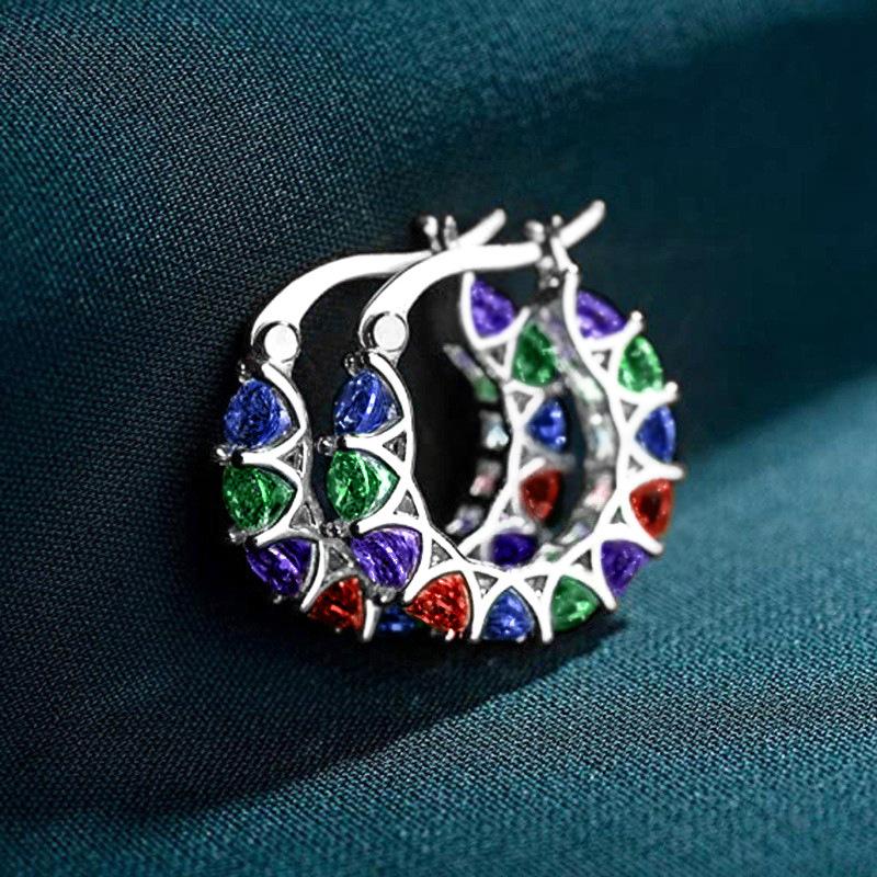 Brilliant Round Zirconia Hoop Earrings For Women  Color/Gold Color Small  Circle Versatile Fashion Accessories