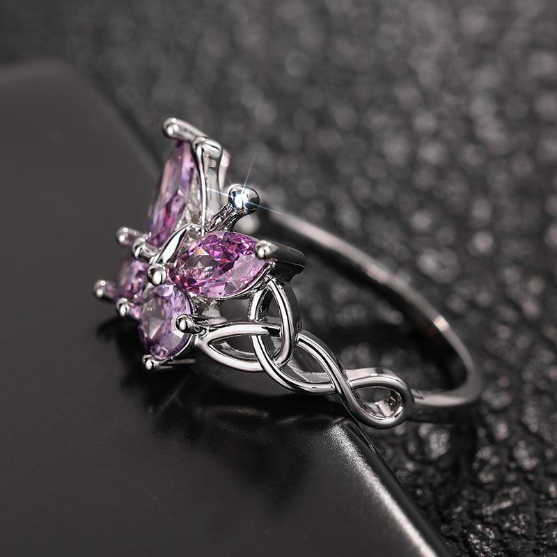 Korean Version of the Hot-selling Sweet and Cool Butterfly Single Ring for Women, Fashionable and Exquisite Personalized Design Rings, Popular Jewelry
