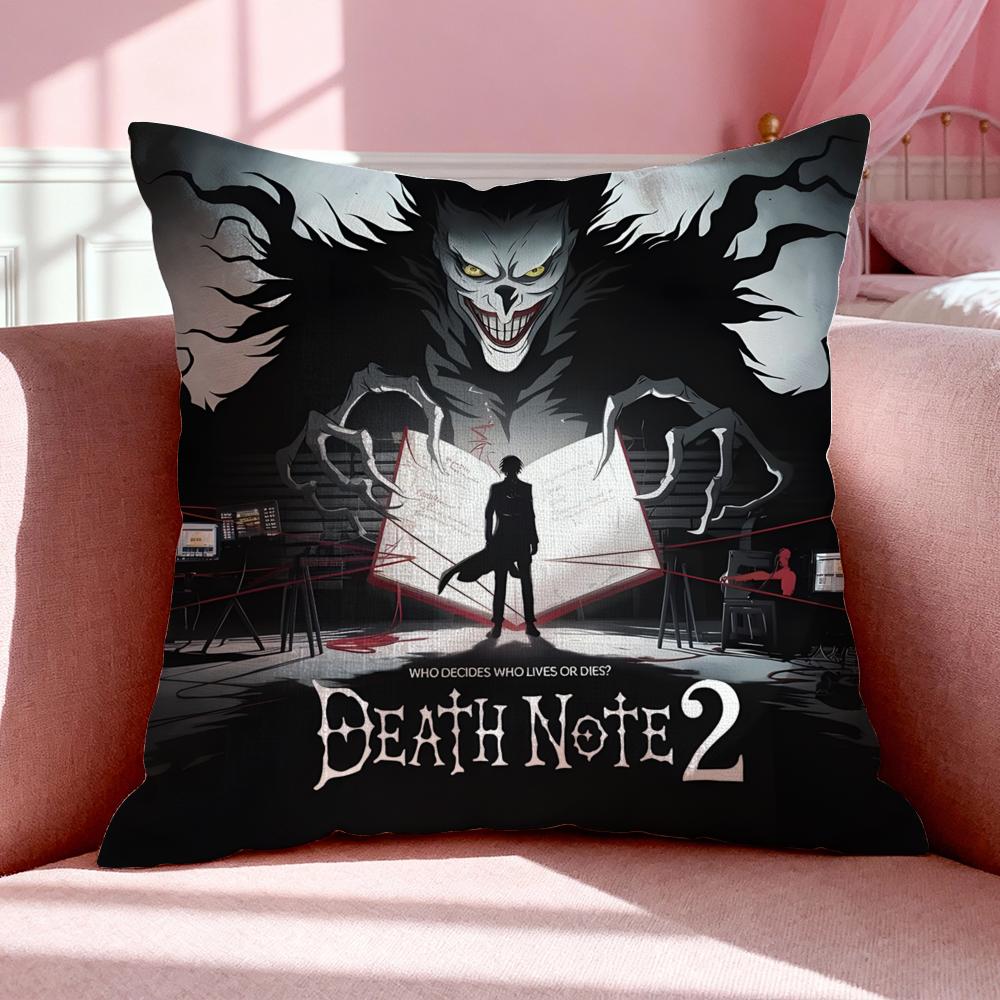 Anime D-Death Note Double-Sided Printed Pillow Cover Short Plush Suitable Living Rooms Bedrooms Sofas Throw Cushion Cover