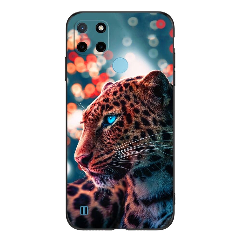 For Realme C21Y C25Y Case For OPPO Realme C21Y C25Y 4G Soft Case RMX3261 Coque 6.5inch Black Tpu Case Lion Wolf Tiger Dragon