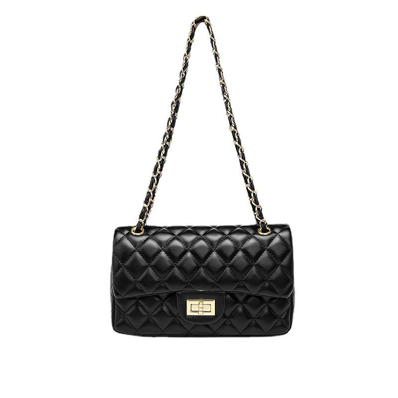 2023 Summer Women's Diamond Pattern Chain Shoulder Bag - Small, Chic, Solid Color