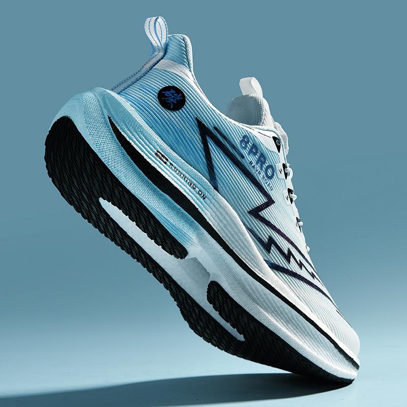 Mandarin duck running shoes new carbon plate + popcorn size 33-45 men and women couple running shoes sports shoes rotating buckle