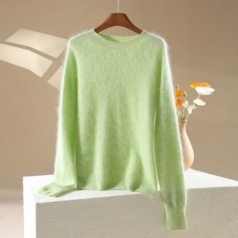 New Autumn-winter Women's Round-neck Pullover Sweater in Candy Colors, Soft and Cozy Inner Layer Top