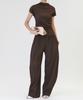 Peulojegteuweibeu Pleated Round Banding Pants [Brown]