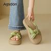 Augustine platform slippers summer new French style with skirt soft bottom casual beach slippers