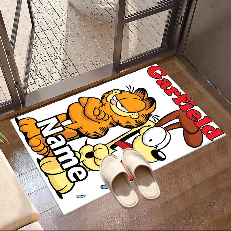 Custom Name Personalized Garfield Print Carpet, Versatile Home Decor Rug, for Playroom, Apartment, Balcony, Entryway, Hallway Gift