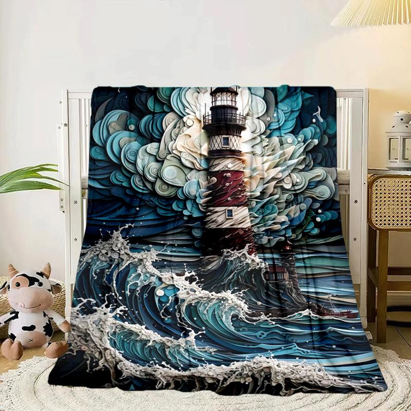 Lighthouse In Stormy Sea Blanket Flannel Blanket Throw Blanket Sofa Cover Blanket Soft Premium Blanket Picnic Blanket Tv Blanket Gifts