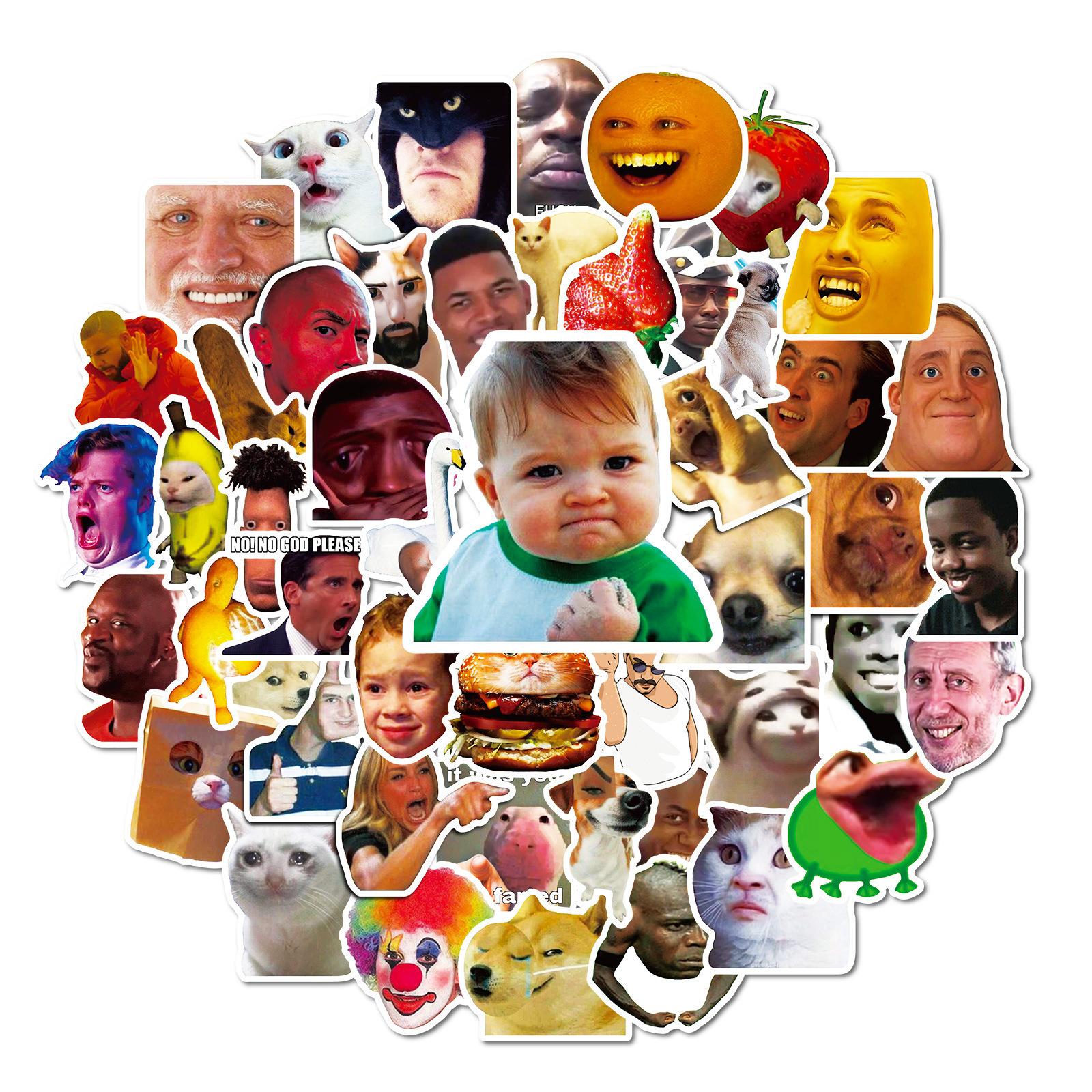 50 Joker Emoji Stickers Internet Celebrity Emoji Funny Characters Animal Notebook Ice Luggage Stickers