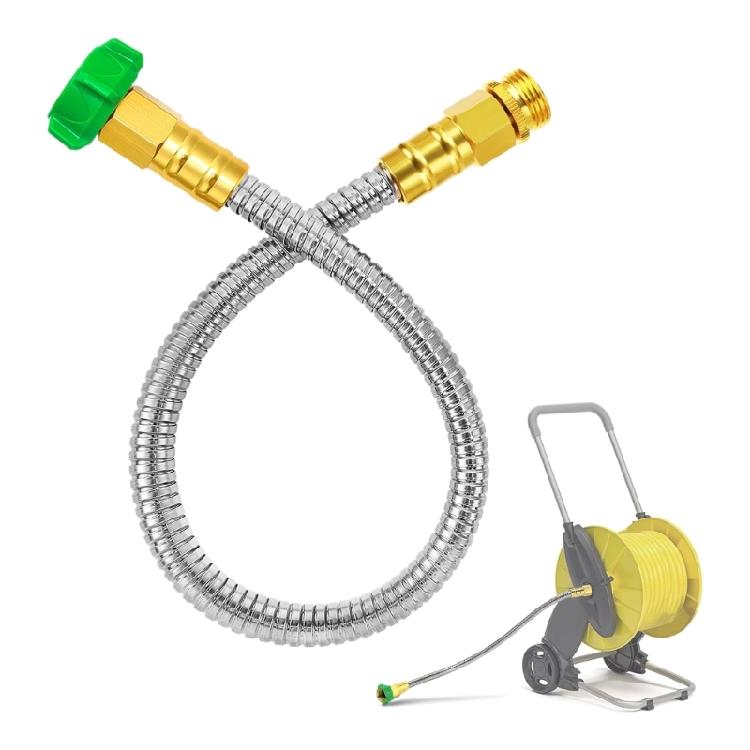 Flexible Stainless Steel Water Transfer Hose Maintains Consistent Water Flows For Sprinkler Systems And Outdoor Faucets