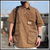 Summer Japanese Polo Shirt Short Sleeved Polo Collar T-shirt Men's Trendy Brand High End Pi Shuai Multi Pocket Shirt Top