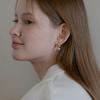 Lewe Pearl Tie Ribbon One-touch Earring (Silver/Gold)