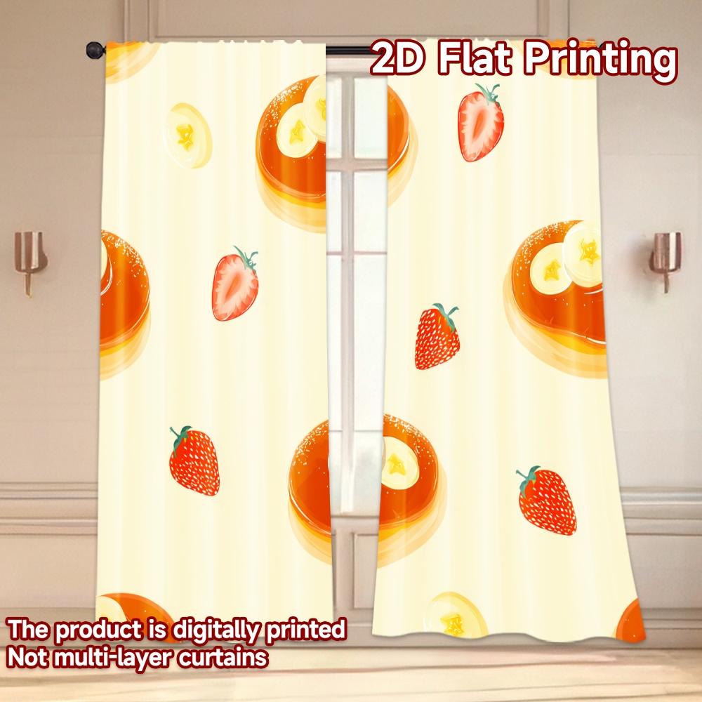 Set Of 2 Flat Printing Curtains Without Rod Fruity Pancake Delight April Fools Is Day Festival Fashion Durable Curtain Polyester