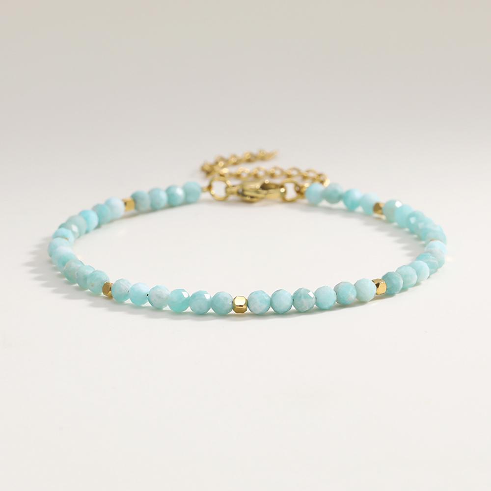 Muliti-color 3mm Faceted Nature Stone Beaded Bracelet For Women Shiny Stainless Steel Square Spacers Exquisite Party Gift