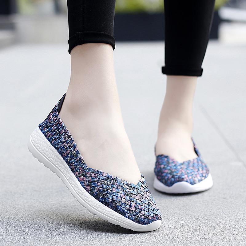 Mocassini Estivi Rosa Scarpe da Passeggio sulla Spiaggia Donna Multicolore Intreccio Casual Morbidi Slip-on Mocassini Piatti Intrecciati Scarpe da Ginnastica Taglie Forti