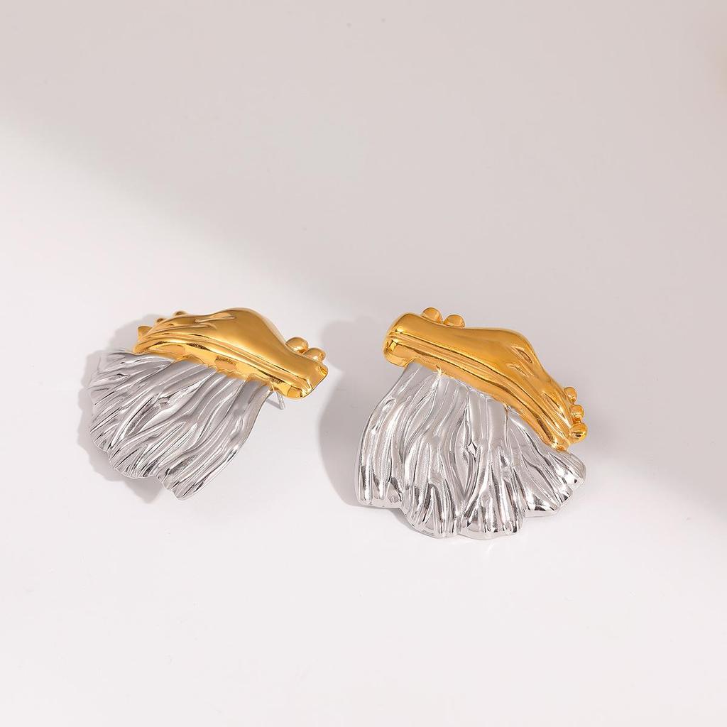 Retro Zweifarbige Edelstahl-Ohrringe: Europäisches und amerikanisches Nischendesign