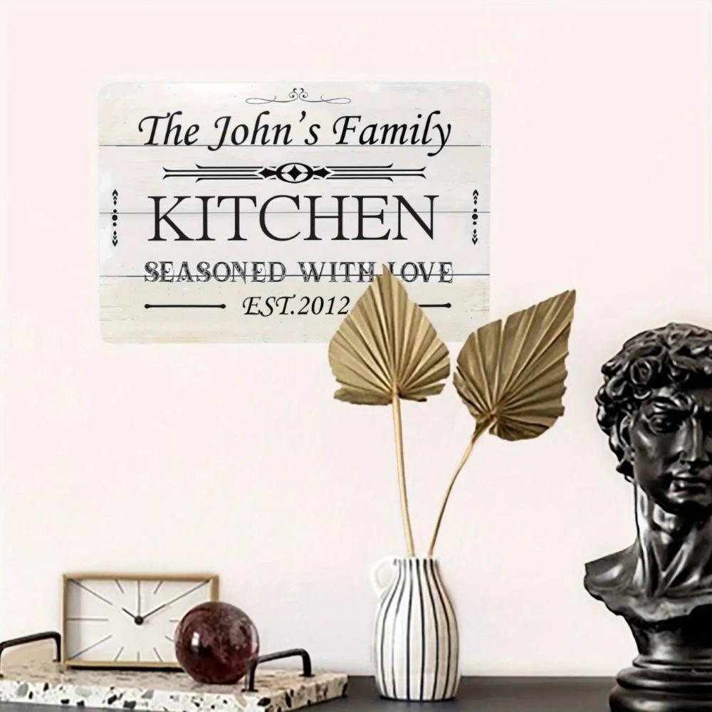 Custom Vintage Kitchen Metal Sign Personalized Name Aluminum Wall Art Farmhouse Decor