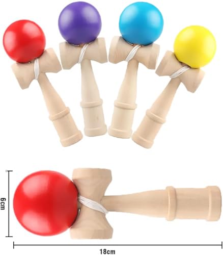 Heculos Kendama Set of 4 (Red, Blue, Yellow, Purple) Kendama for Kendama Classes, Practice, and Competition