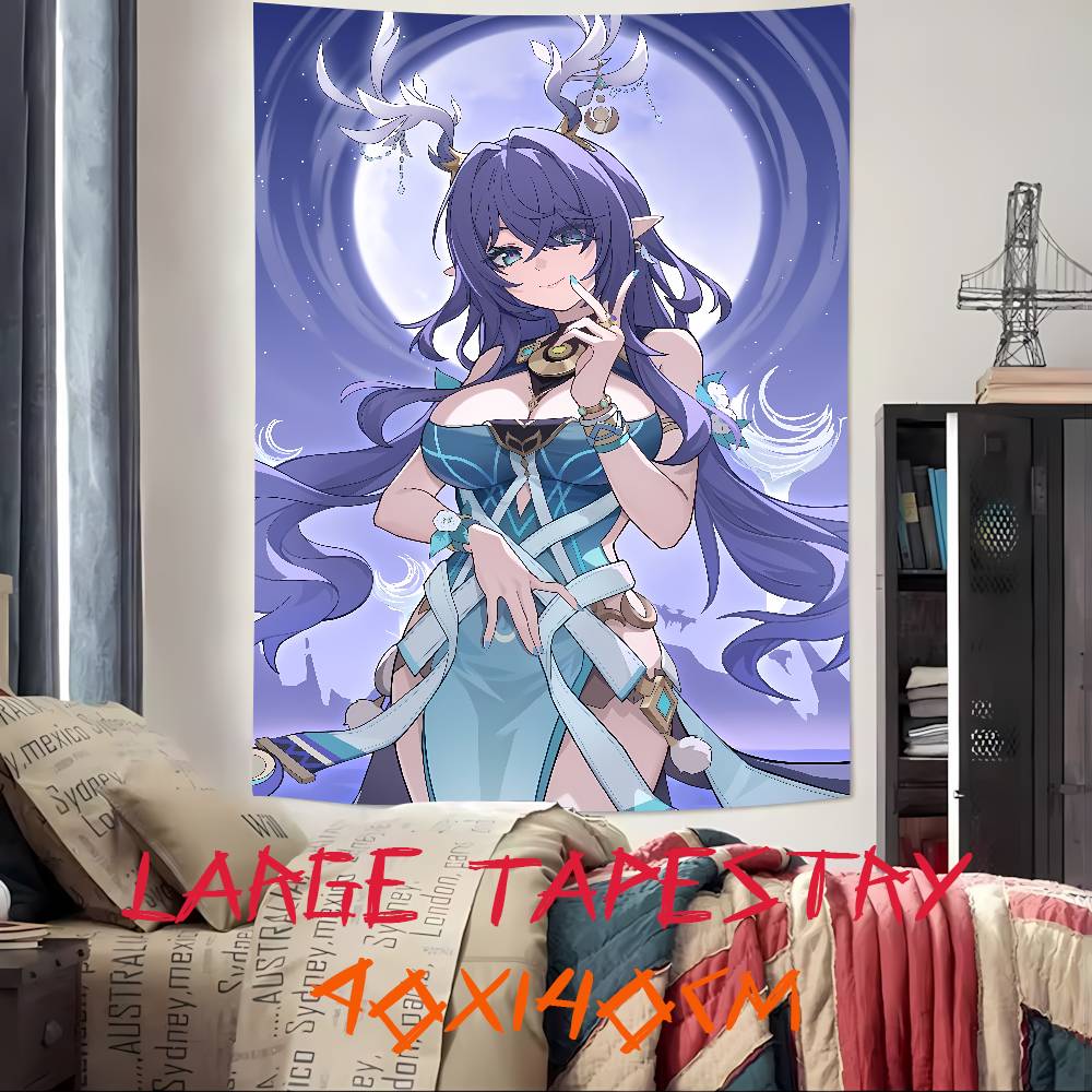 Kawaii Pretty Hot Girl Lauma Cool Video Gaming Tapestry Wall Hanging Art Decoration Aesthetic Background Cloth Birthday Gif