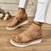 Cross-border large-size wedge sandals women's  summer new thick-soled muffin bottom one-word women's slippers manufacturers wholesale