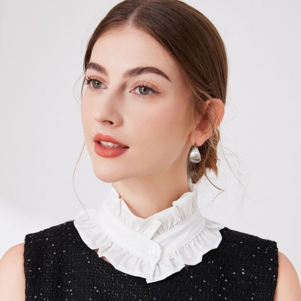 1 set Stile Francese Falso Collo Finto Design Pieghettato Bordo Arricciato Collare da Collo Choker Caratteristica Regolabile Manica Arricciata Rimovibile