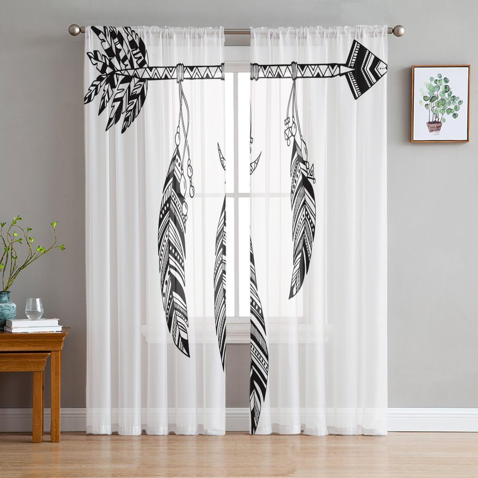 

Зеленые Тюлевые прозрачные оконные шторы с павлиньими перьями для гостиной, кухни, детской спальни, вуаль, подвесная занавеска W135 x H114cm