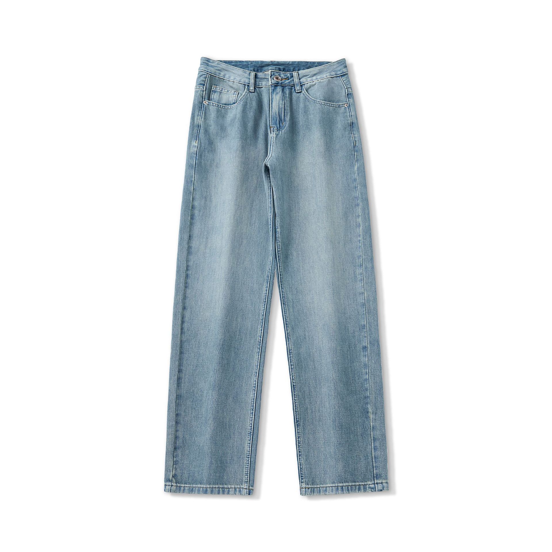 

Корейская версия свободных выстиранных джинсов, мужские новые прямые брюки высокого качества на лето 40 синий