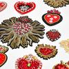 Red Heart Bead Embroidery Patch for DIY Clothing