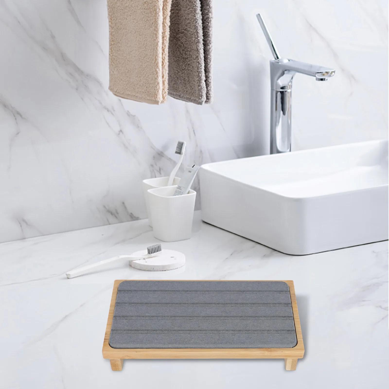 

Bathroom Storage Diatomite Tray Versatile Use Easy Maintenance Efficient Water Absorption Bathroom Organizer 23.2x12x3.5cm China Mainland