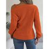 Damesweatshirt Høst/Vinter Casual Metallspenne Lappverk Off-Shoulder Klokkeermer Pullover Strikk Damer Strikket Topp