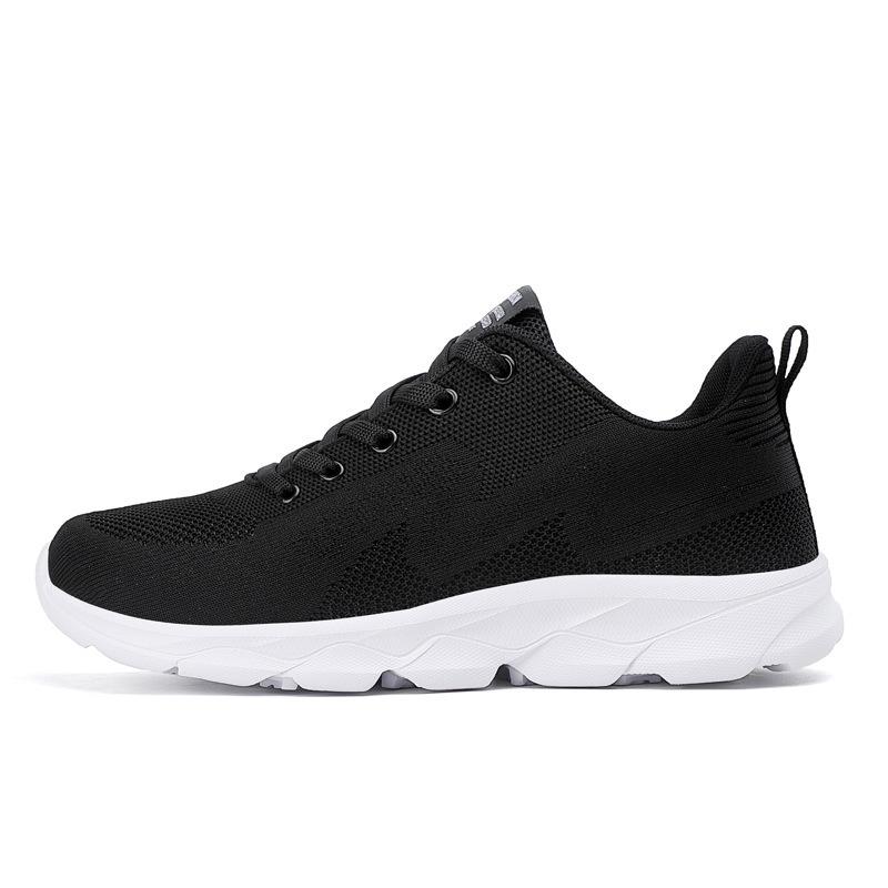 2021 new men's shoes low-top sports fly-woven four-season large-size solid-color sports shoes running breathable and casual