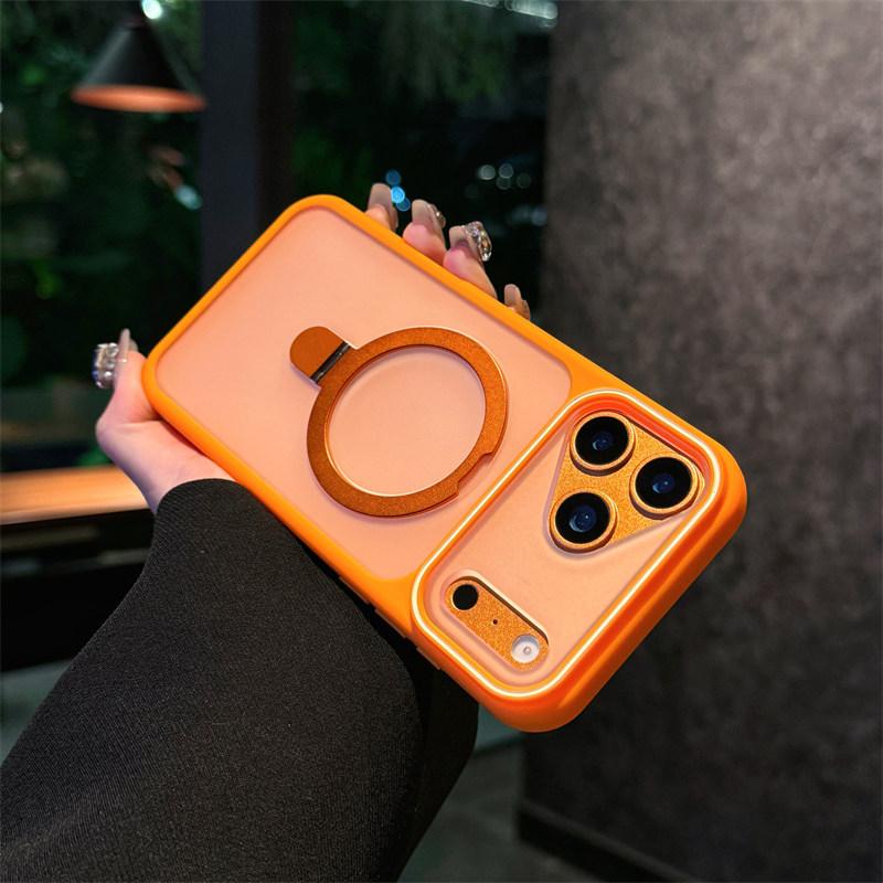 Ring Bracket Holder Matte Magnetic For Magsafe Frosted Phone Case For iPhone 17 Air 16 15 14 Plus 13 12 11 Pro Max Soft Bumper Cover