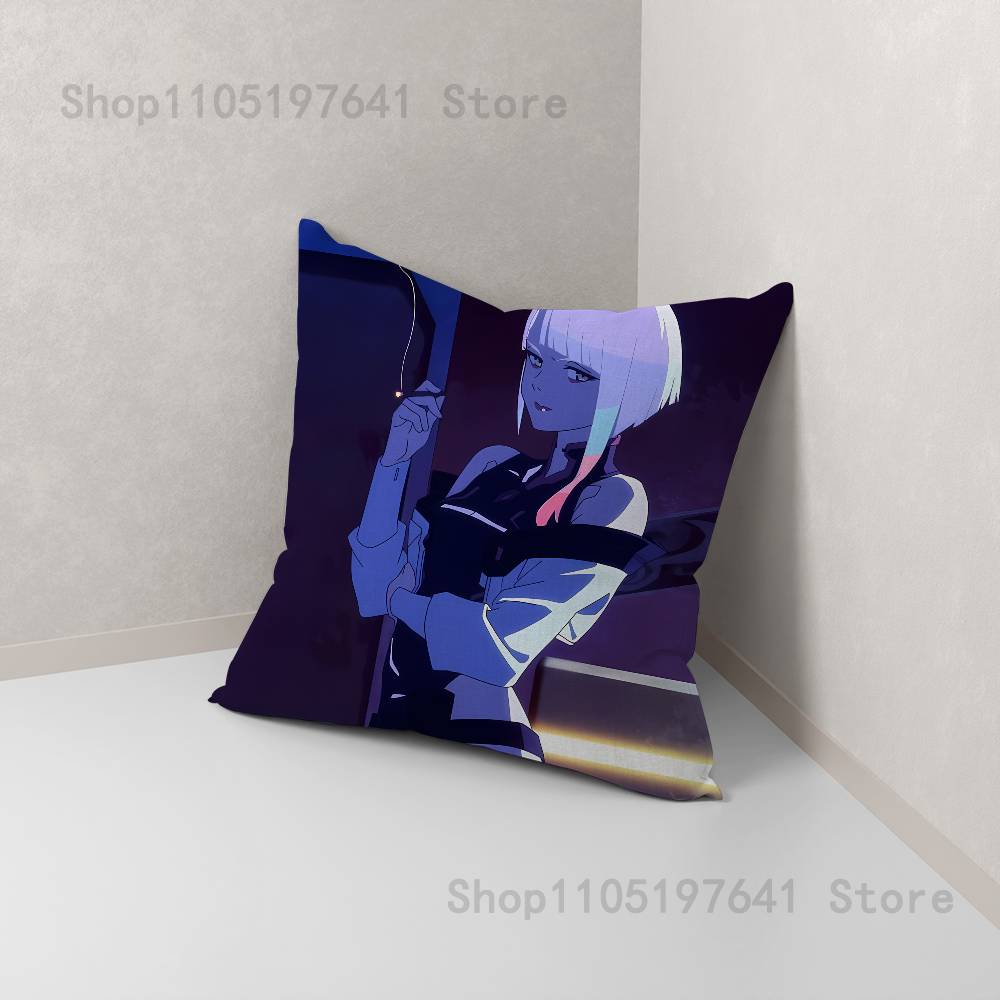 E-Edgerunners Spiel Cyberpunk (4) Kissenbezug Plüschkissenbezüge Heimdekoration Kissenbezug für Sofa Bett Stuhl Wohnzimmer