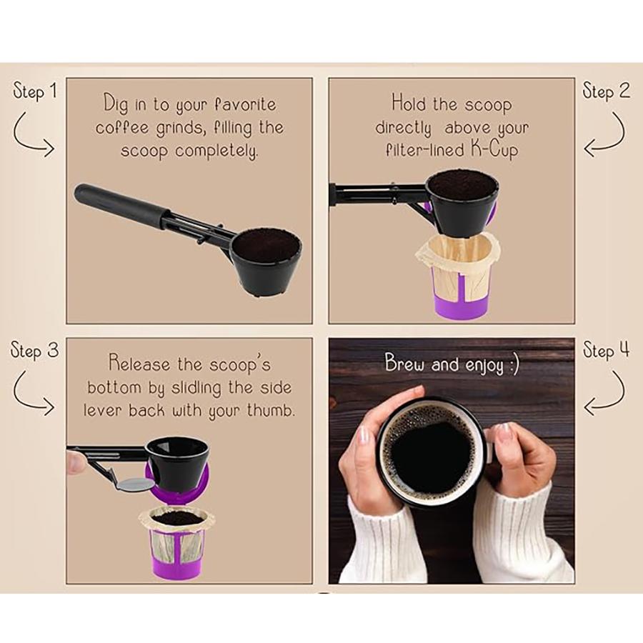 Coffee Scoop Funnel for K-Cups Coffee Scooper & Funnel for Reusable K Cup Refillable Coffee Pods Coffee Spoon Accessories